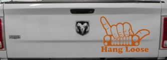Hang Loose in a Jeep Car or Truck Window Vinyl Decal Sticker (Nut Brown)