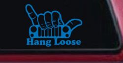 Hang Loose in a Jeep Car or Truck Window Vinyl Decal Sticker (Sky Blue)