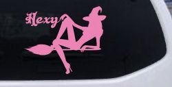 Hexy Sexy Witch Car or Truck Window Vinyl Decal Sticker (Pink)