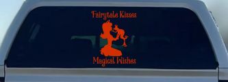 Fairytale Kisses Magical Wishes Car or Truck Window Vinyl Decal Sticker (Orange Red)