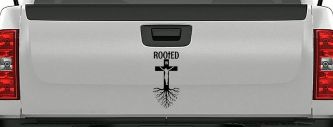Rooted in Christ Car or Truck Window Vinyl Decal Sticker (Black)