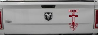 Rooted in Christ Car or Truck Window Vinyl Decal Sticker (Burgundy)