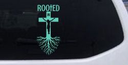 Rooted in Christ Car or Truck Window Vinyl Decal Sticker (Mint)