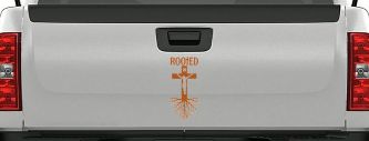 Rooted in Christ Car or Truck Window Vinyl Decal Sticker (Nut Brown)