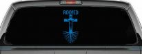 Rooted in Christ Car or Truck Window Vinyl Decal Sticker (Sky Blue)