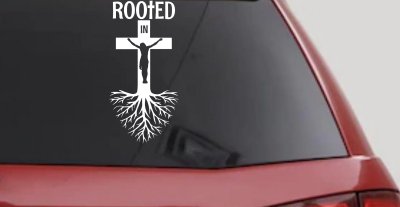 Rooted in Christ Car or Truck Window Vinyl Decal Sticker