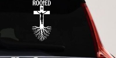 Rooted in Christ Car or Truck Window Vinyl Decal Sticker