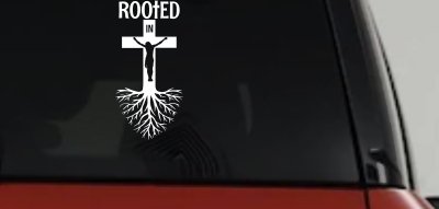 Rooted in Christ Car or Truck Window Vinyl Decal Sticker