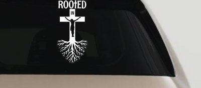 Rooted in Christ Car or Truck Window Vinyl Decal Sticker