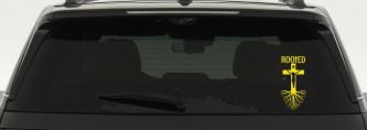Rooted in Christ Car or Truck Window Vinyl Decal Sticker (Yellow)
