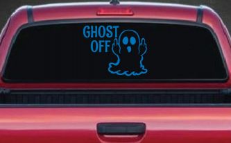 Ghost Off Funny Halloween Car or Truck Window Decal Sticker (Sky Blue)
