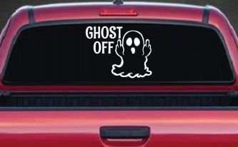 Ghost Off Funny Halloween Car or Truck Window Decal Sticker (White)