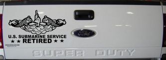 U.S. Submarine Service Retired with Dolphins Car or Truck Window Vinyl Decal Sticker (Black)