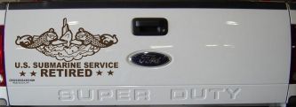 U.S. Submarine Service Retired with Dolphins Car or Truck Window Vinyl Decal Sticker (Brown)
