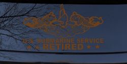 U.S. Submarine Service Retired with Dolphins Car or Truck Window Vinyl Decal Sticker (Copper)
