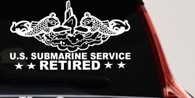 U.S. Submarine Service Retired with Dolphins Car or Truck Window Vinyl Decal Sticker
