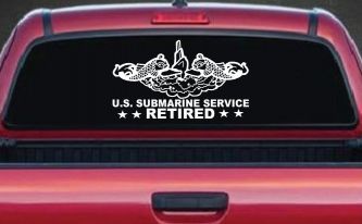 U.S. Submarine Service Retired with Dolphins Car or Truck Window Decal Sticker
