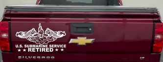 U.S. Submarine Service Retired with Dolphins Car or Truck Window Vinyl Decal Sticker (White)