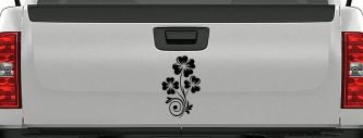 Four Leaf Clover Hearts Swirl Vine Car or Truck Window Vinyl Decal Sticker (Black)