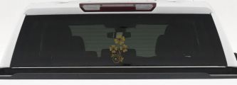 Four Leaf Clover Hearts Swirl Vine Car or Truck Window Vinyl Decal Sticker (Gold)