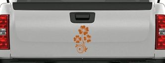 Four Leaf Clover Hearts Swirl Vine Car or Truck Window Vinyl Decal Sticker (Nut Brown)
