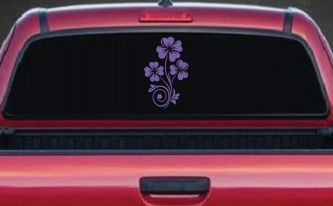 Four Leaf Clover Hearts Swirl Vine Car or Truck Window Vinyl Decal Sticker (Purple)