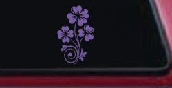 Four Leaf Clover Hearts Swirl Vine Car or Truck Window Vinyl Decal Sticker (Purple)