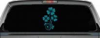 Four Leaf Clover Hearts Swirl Vine Car or Truck Window Vinyl Decal Sticker (Turquoise Blue)