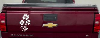 Four Leaf Clover Hearts Swirl Vine Car or Truck Window Vinyl Decal Sticker (White)