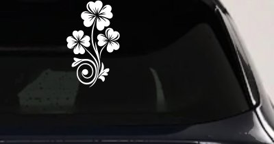 Four Leaf Clover Hearts Swirl Vine Car or Truck Window Vinyl Decal Sticker