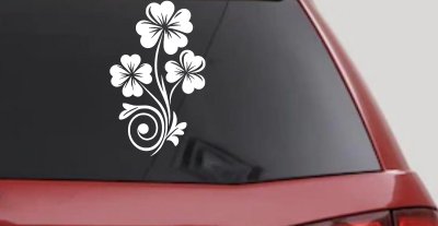 Four Leaf Clover Hearts Swirl Vine Car or Truck Window Vinyl Decal Sticker