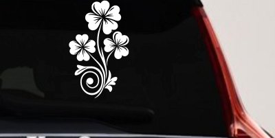 Four Leaf Clover Hearts Swirl Vine Car or Truck Window Vinyl Decal Sticker