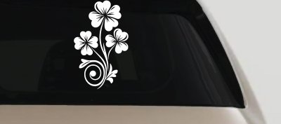 Four Leaf Clover Hearts Swirl Vine Car or Truck Window Vinyl Decal Sticker