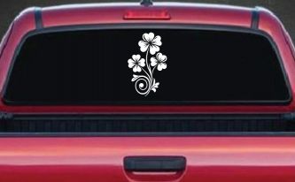 Four Leaf Clover Hearts Swirl Vine Car or Truck Window Vinyl Decal Sticker