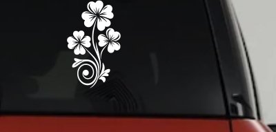 Four Leaf Clover Hearts Swirl Vine Car or Truck Window Vinyl Decal Sticker