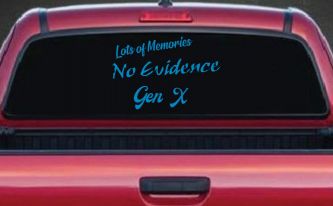 Lots of Memories No Evidence Gen X Car or Truck Window Decal Sticker (Blue)