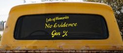 Lots of Memories No Evidence Gen X Car or Truck Window Decal Sticker (Yellow)