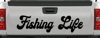 Fishing Life Car or Truck Window Vinyl Decal Sticker (Black)