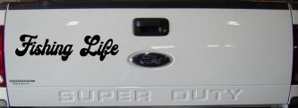Fishing Life Car or Truck Window Vinyl Decal Sticker (Black)