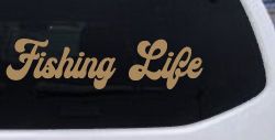 Fishing Life Car or Truck Window Vinyl Decal Sticker (Light Brown)