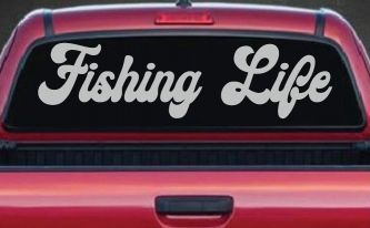 Fishing Life Car or Truck Window Vinyl Decal Sticker (Light Gray)