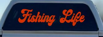 Fishing Life Car or Truck Window Decal Sticker (Orange Red)