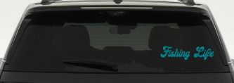 Fishing Life Car or Truck Window Decal Sticker (Turquoise Blue)