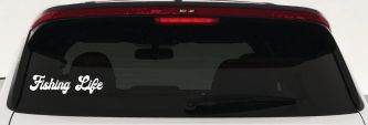 Fishing Life Car or Truck Window Vinyl Decal Sticker (White)