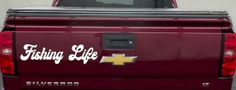 Fishing Life Car or Truck Window Vinyl Decal Sticker (White)