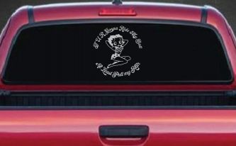 Betty Boop If U R Gonna Ride My Butt At Least Pull My Hair  Car or Truck Window Decal Sticker (Light Gray)