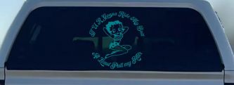 Betty Boop If U R Gonna Ride My Butt At Least Pull My Hair  Car or Truck Window Decal Sticker (Turquoise Blue)