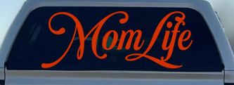 Mom Life Car or Truck Window Vinyl Decal Sticker (Orange Red)