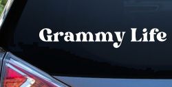 Grammy Life Car or Truck Window Vinyl Decal Sticker (White)