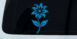 Flower Whimsical Car or Truck Window Vinyl Decal Sticker (Blue)